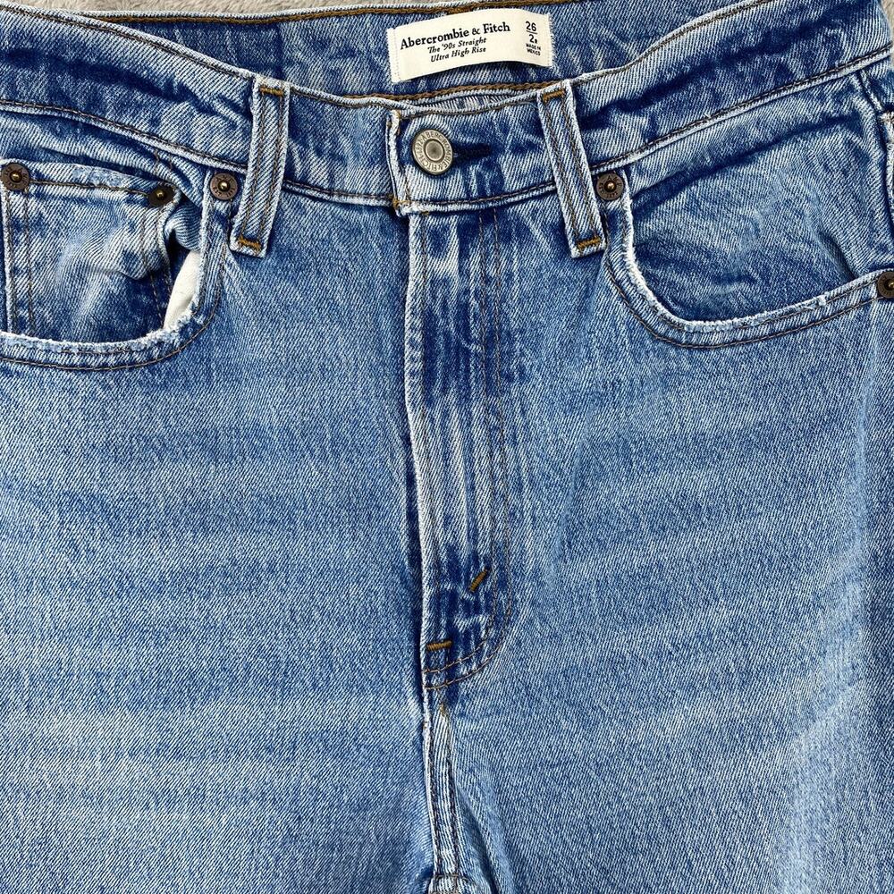 Abercrombie & Fitch The '90s Straight Ultra High Rise Jeans Women's 26 Light - Picture 4 of 7